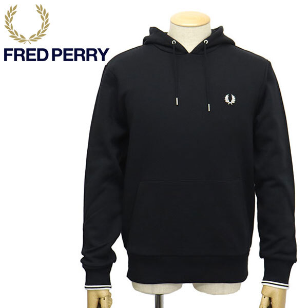 FRED PERRY (フレッドペリー) M2643 TIPPED HOODED SWEATSHIRT フードスウェットシャツ FP465 102BLACK L拍卖
