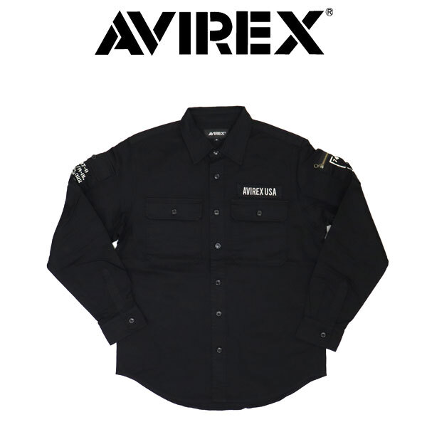 AVIREX (アヴィレックス) 783-3920001 BASIC FATIGUE L/S SHIRT ベーシック ファティーグ ロングスリーブシャツ 010BLACK XXL拍卖