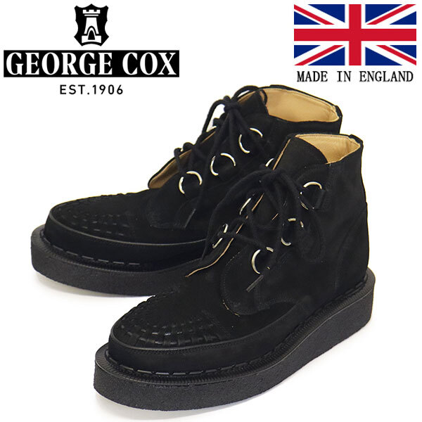 GEORGE COX (ジョージコックス) SKIPTON BOOT 13327 V ラバーソール レザーブーツ 090 BLACK SUEDE UK5-約24.0cm拍卖