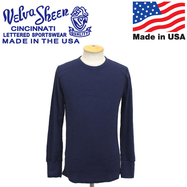 Velva Sheen (ベルバシーン) 161462 1PAC Crew Neck THERMAL Long Pac T-shirt クルーネック サーマル ロングTシャツ アメリカ製 VLVS005-N拍卖