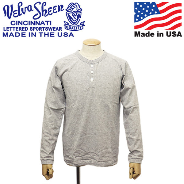 Velva Sheen (ベルバシーン) 161644 TUBULER LS HENLEY NECK TEE ロングスリーブヘンリーネック Tシャツ アメリカ製 VLVS016 H.GREY XL拍卖