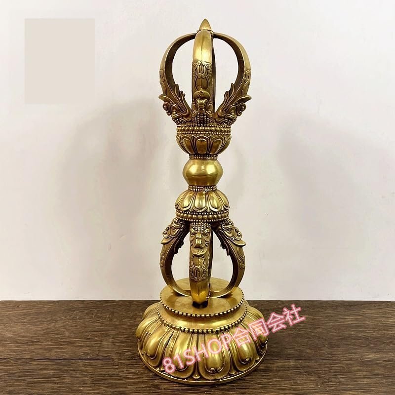 「81SHOP」密教法具 五鈷杵 金剛杵 法具 法器 手道具 仏具手道具 寺院仏具 含む 台座 降魔杵 チベット お守り 厄除け 密教で使われる(31cm)拍卖