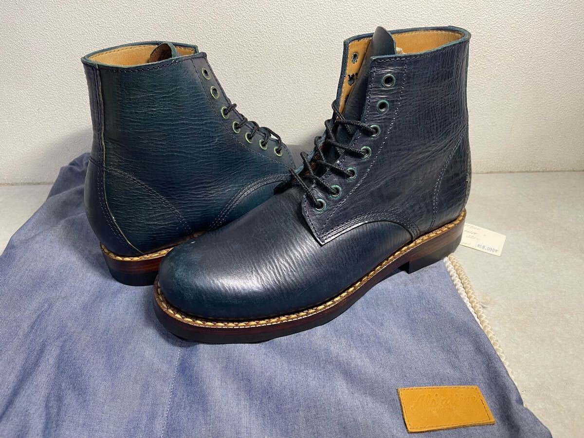 Al's Attire アルズ アタイア ホースハイド レースアップブーツ ネイビー US8 未使用新品 定価74800円拍卖