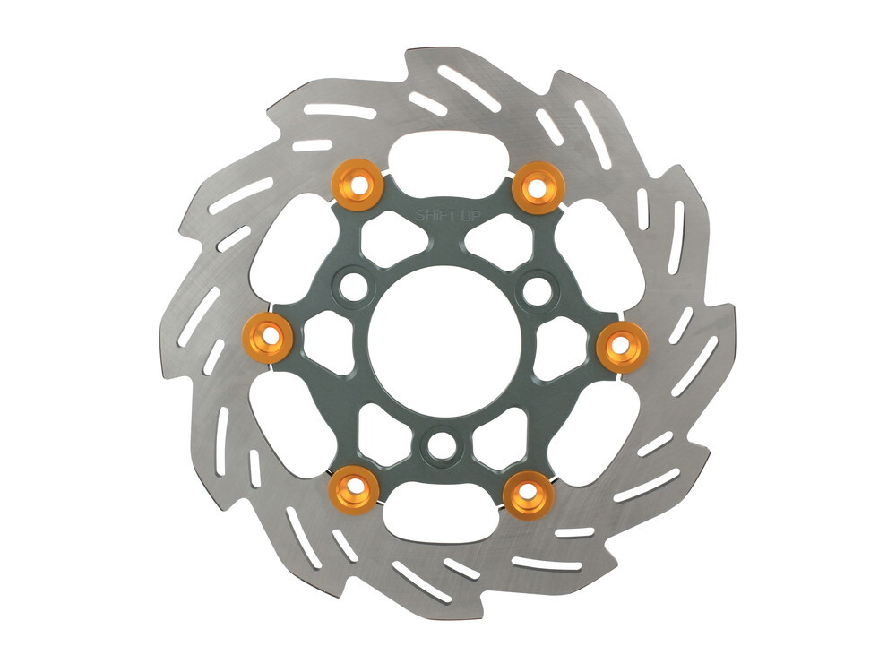 エイプ100タイプD用ウェーブフローティングディスクローター(220mm/スモークガンメタ×ゴールド)_シフトアップ拍卖