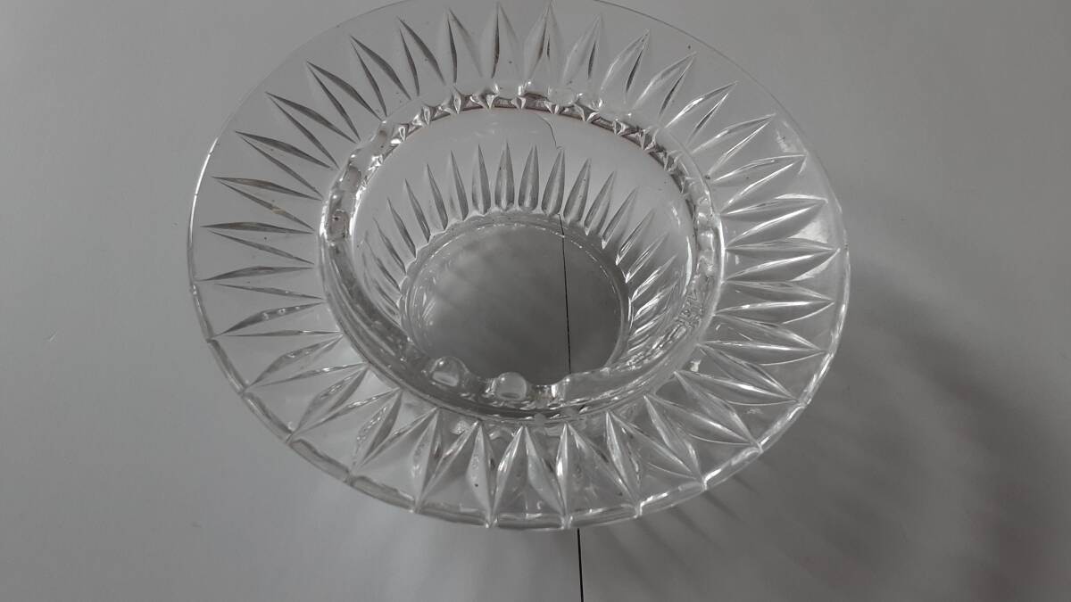 メーカー等不明 ガラス製灰皿 透明 15cm 昭和レトロ アンティーク 拍卖