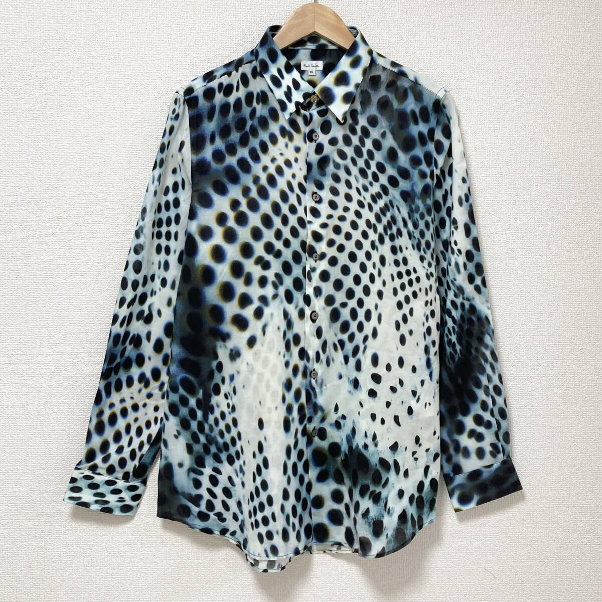 最高級 本ライン Paul Smith レオパード ドット 総柄 長袖 シャツ メンズ XLサイズ 日本製 ポールスミス PaulSmith 豹柄 柄シャツ 5050297拍卖