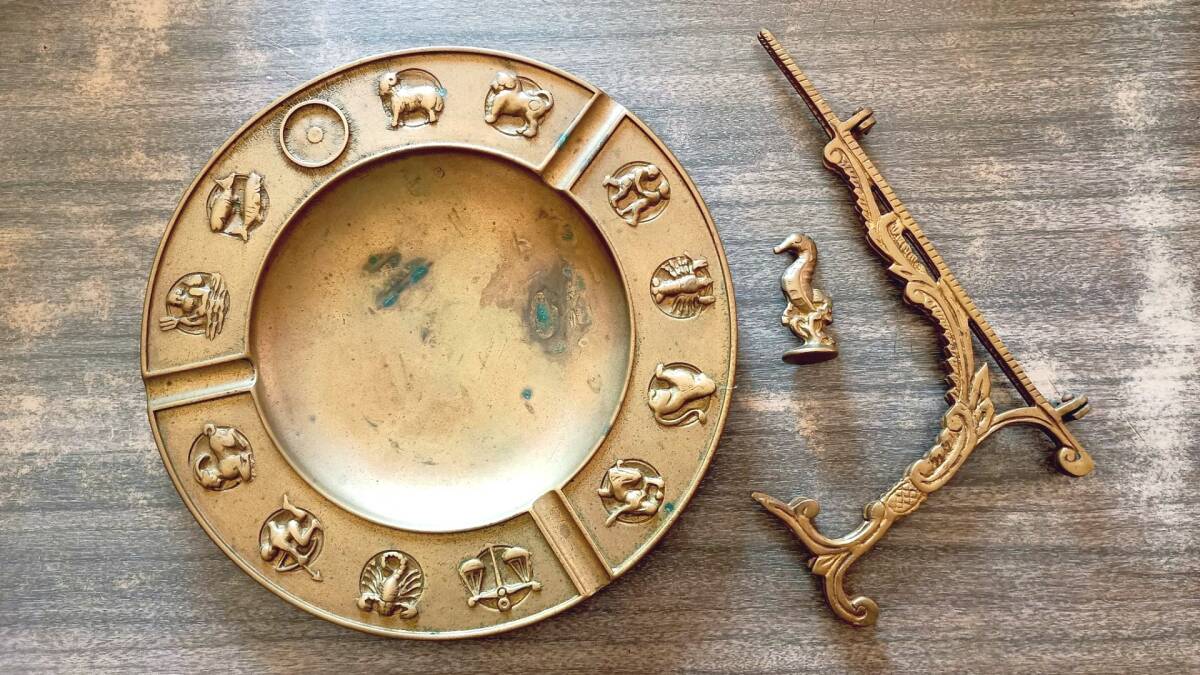 飾り皿 12星座 占星術 真鍮 インテリア ディスプレイ 装飾 ルネッサンス アンティーク ビンテージ シャビー レトロ拍卖