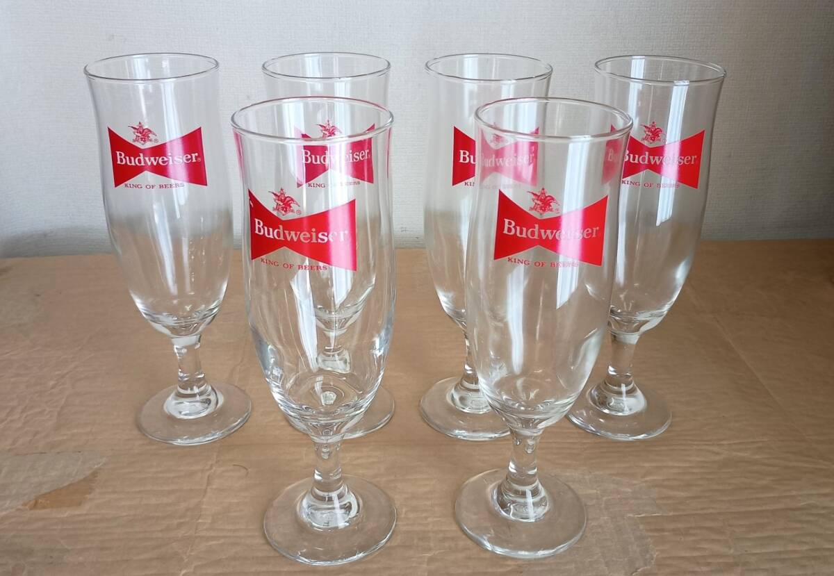 Budweiser バドワイザー ビールグラス ビアグラス 6個セット ロゴ 長期保管品 ビンテージ インテリア ディスプレイ 装飾品拍卖