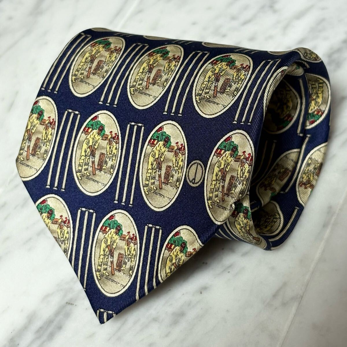 【美品】 999円~ dunhill ネクタイ ネイビー ワンポイントロゴ 総柄 (B13)拍卖