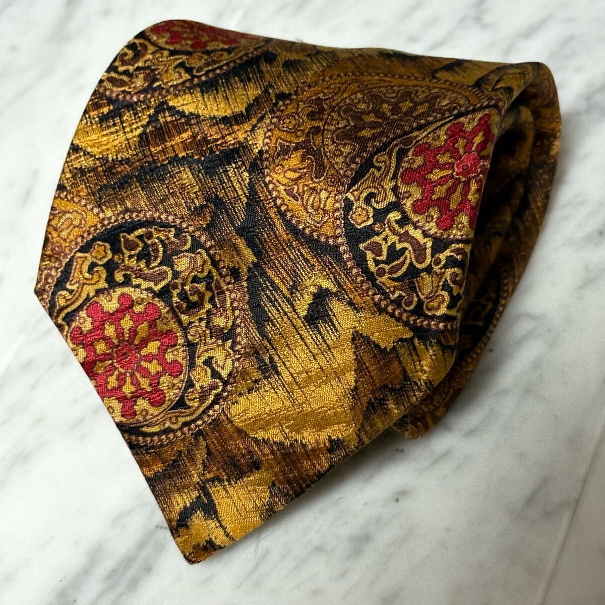 【美品】 999円~ LANVIN ネクタイ ブラック ブラウン系 総柄 (GB1)拍卖