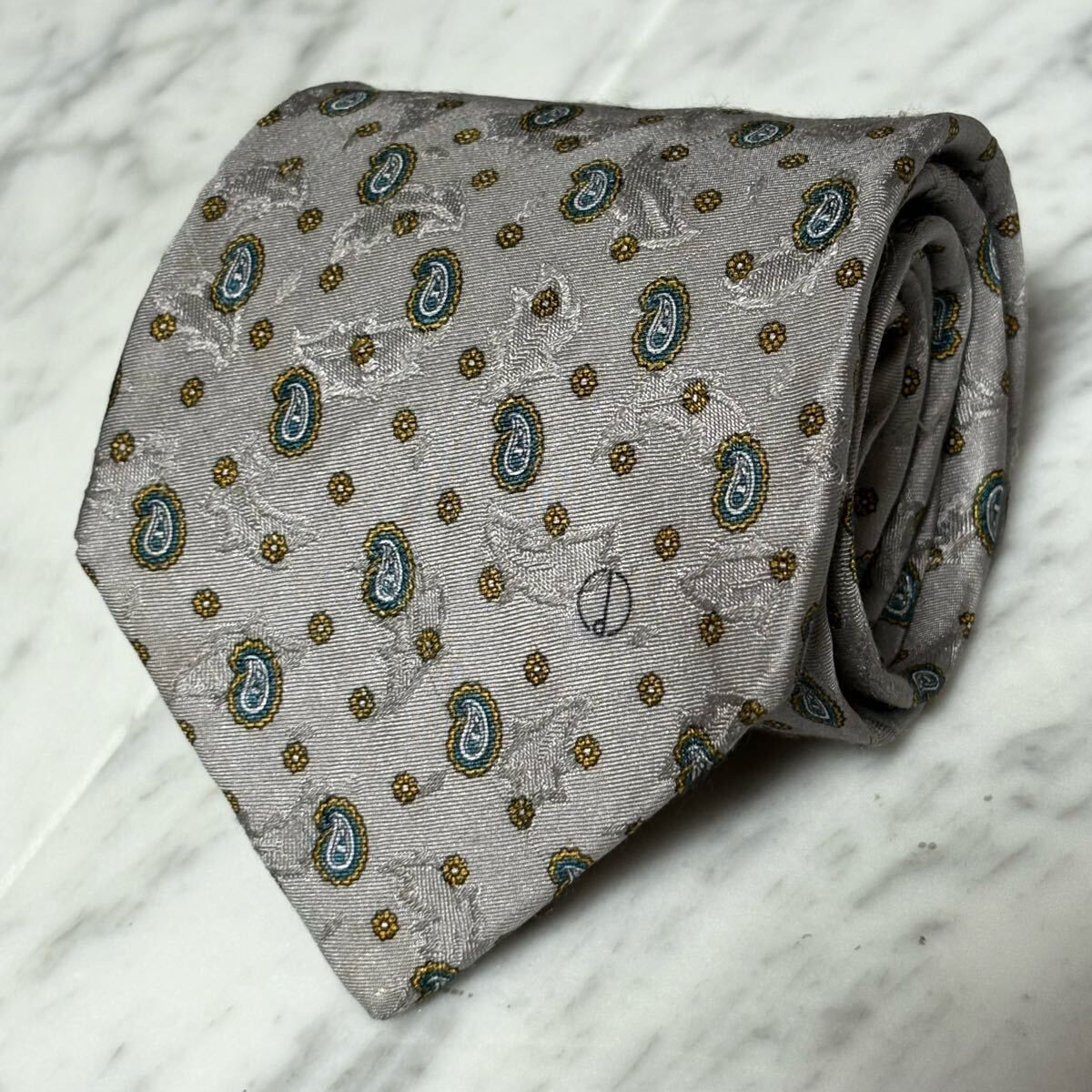 770円~ dunhill ネクタイ グレー ペイズリー柄 ロゴ (GB1)拍卖