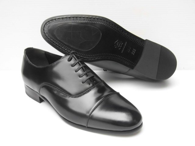即決 25.5 Christian Davis CD401 黒 手造り 皮底 革底 礼装用 冠婚葬祭 ストレートチップ ビジネス フォーマル シューズ 紳士 靴 メンズ拍卖