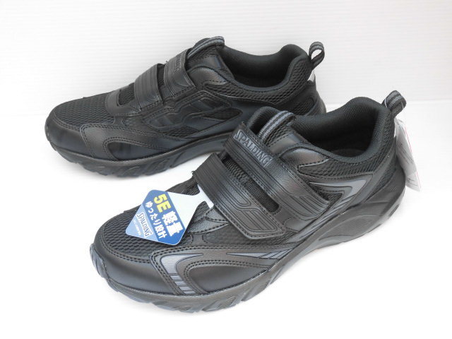 即決 27.0 スポルディング JN348 黒 水を弾く撥水加工 マジック式 幅広 5E 紳士 メンズ 作業履き スニーカー ウォーキングシューズ拍卖