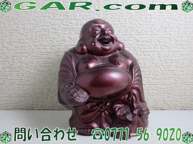 MW65 昭和レトロ 七福神 布袋様 陶器製 焼物 小判 笑顔 縁起物 置物 インテリア 34cm オブジェ 立像拍卖
