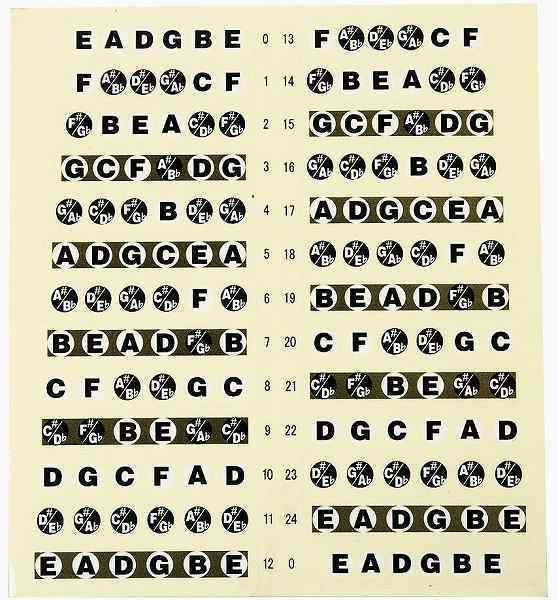 「b5k-a2」 ギター 指板 音名 シール 初心者 練習 配置 指板音名 ギターフレット ギターコード確認 24フレット拍卖