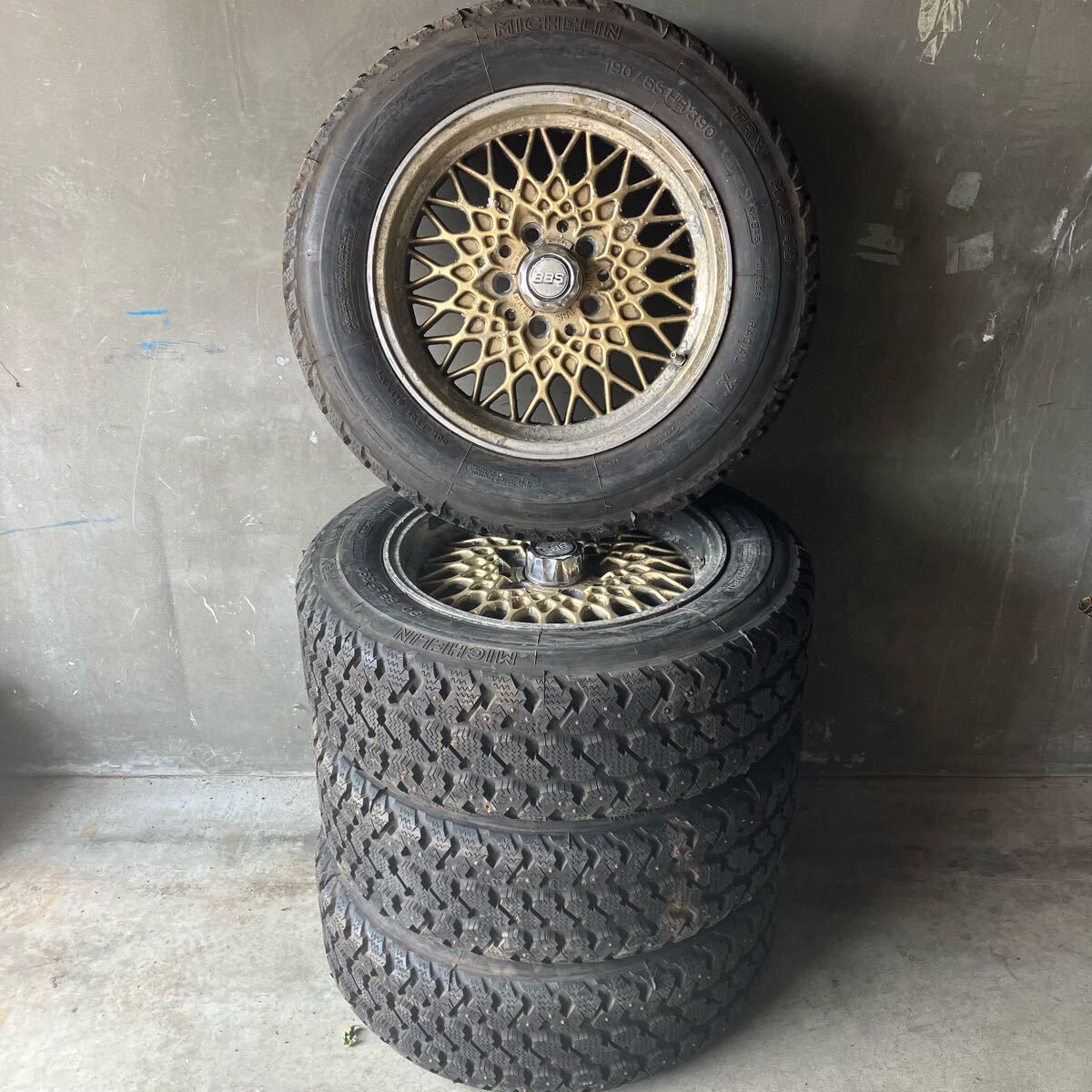 札幌引取限定 ホイールキャップ1本欠品 希少 MAHLE BBS 4本セット 16インチ? 5穴 ホイール 190/65HR390拍卖