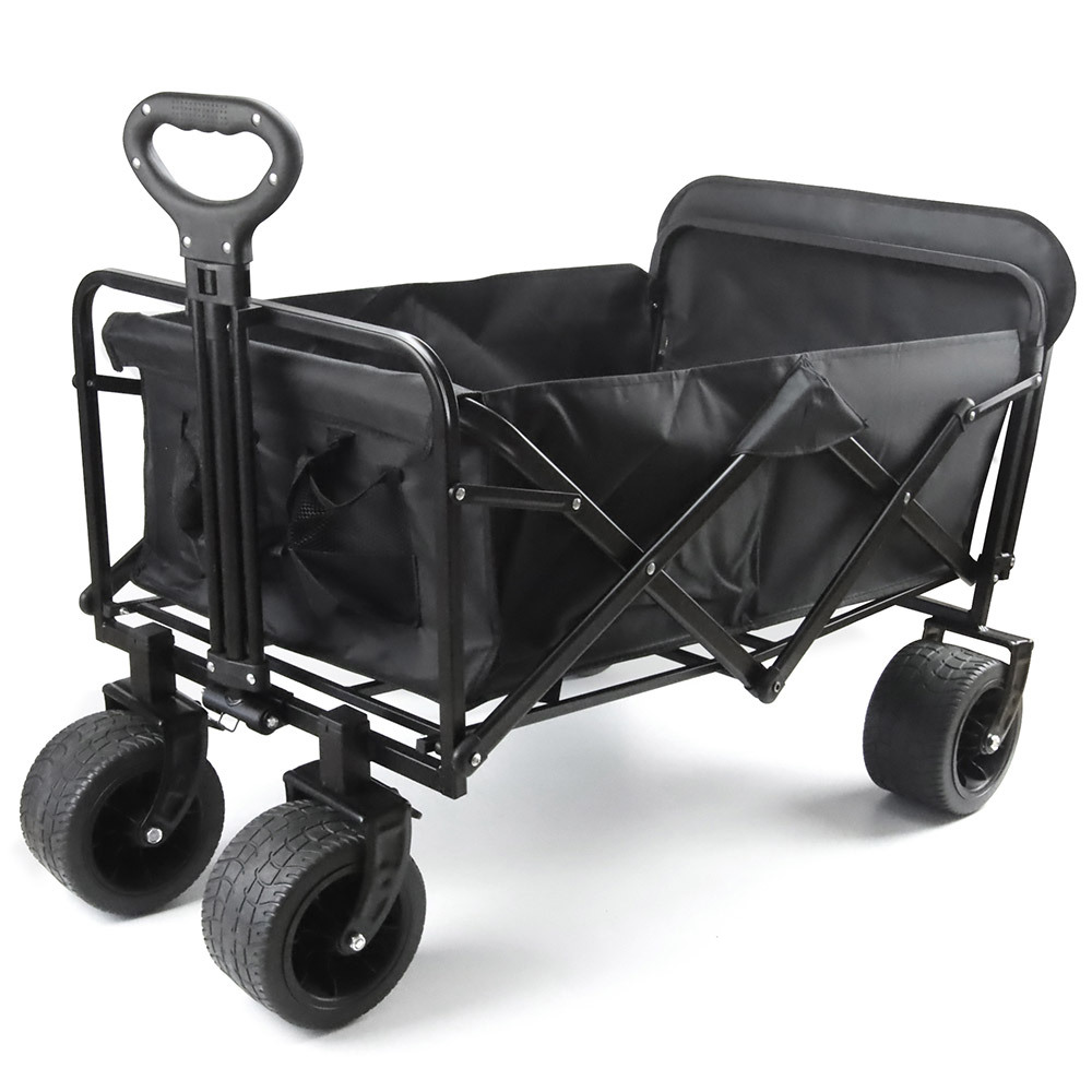 【大容量230L 後部展開可】キャリーワゴン ブレーキ付き 長物対応 折りたたみ式 ワンタッチ収束 大型タイヤ アウトドア?釣り?BBQ等 黒色拍卖
