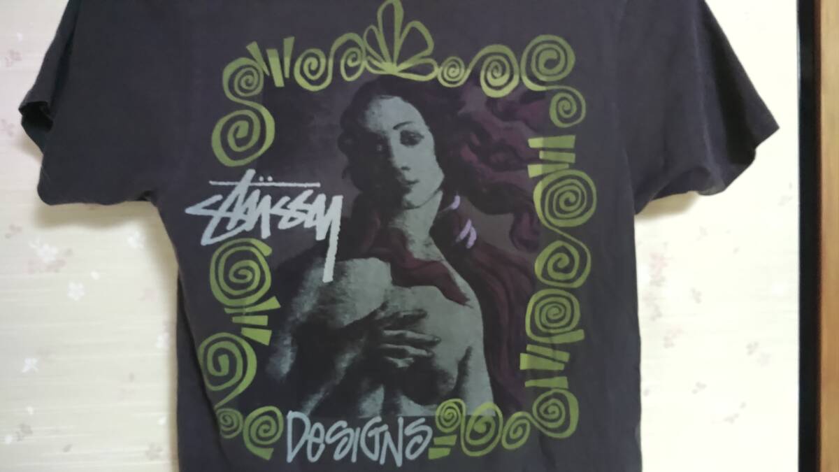 STUSSY ステューシー ヴィーナス ロゴ 半袖 Tシャツ Mサイズ ピグメントダイ ヴィンテージ加工 DESIGNS VENUS TEE拍卖