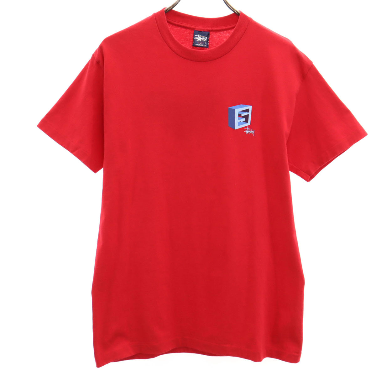 STUSSY ステューシー 90s USA製 オールド 紺タグ 半袖 シングルステッチ Tシャツ M レッド メンズ拍卖