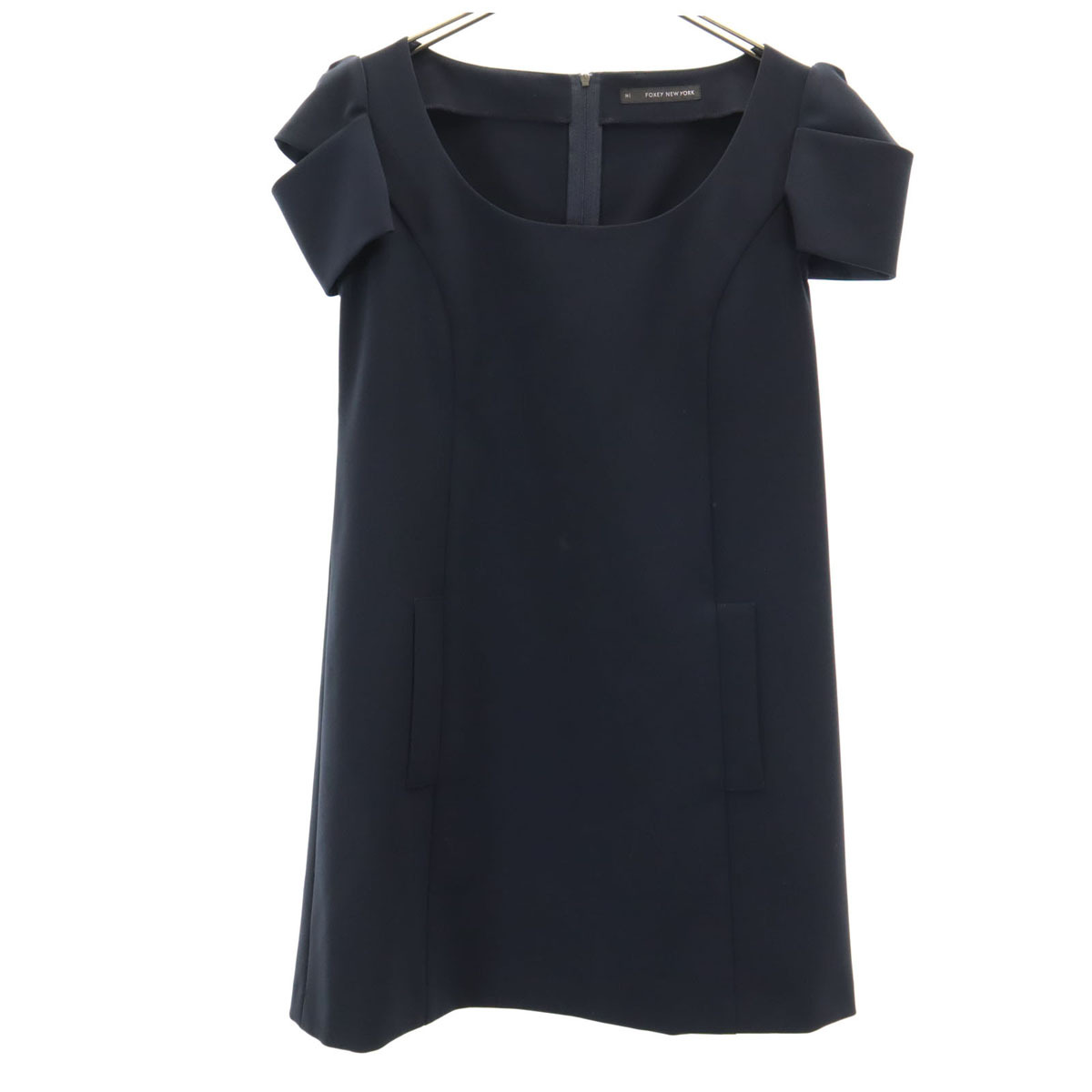 FOXEY NEW YORK フォクシーニューヨーク 日本製 半袖 ミニワンピース 38 濃紺 レディース拍卖