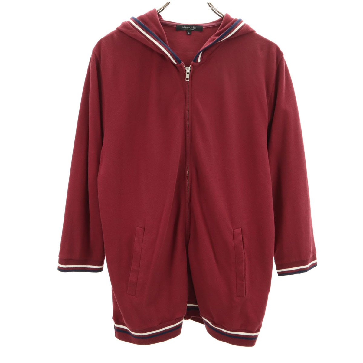 Rhythm of Life UNITED ARROWS リズムオブライフ ユナイテッドアローズ 7分袖 ジップパーカー L ボルドー メンズ拍卖