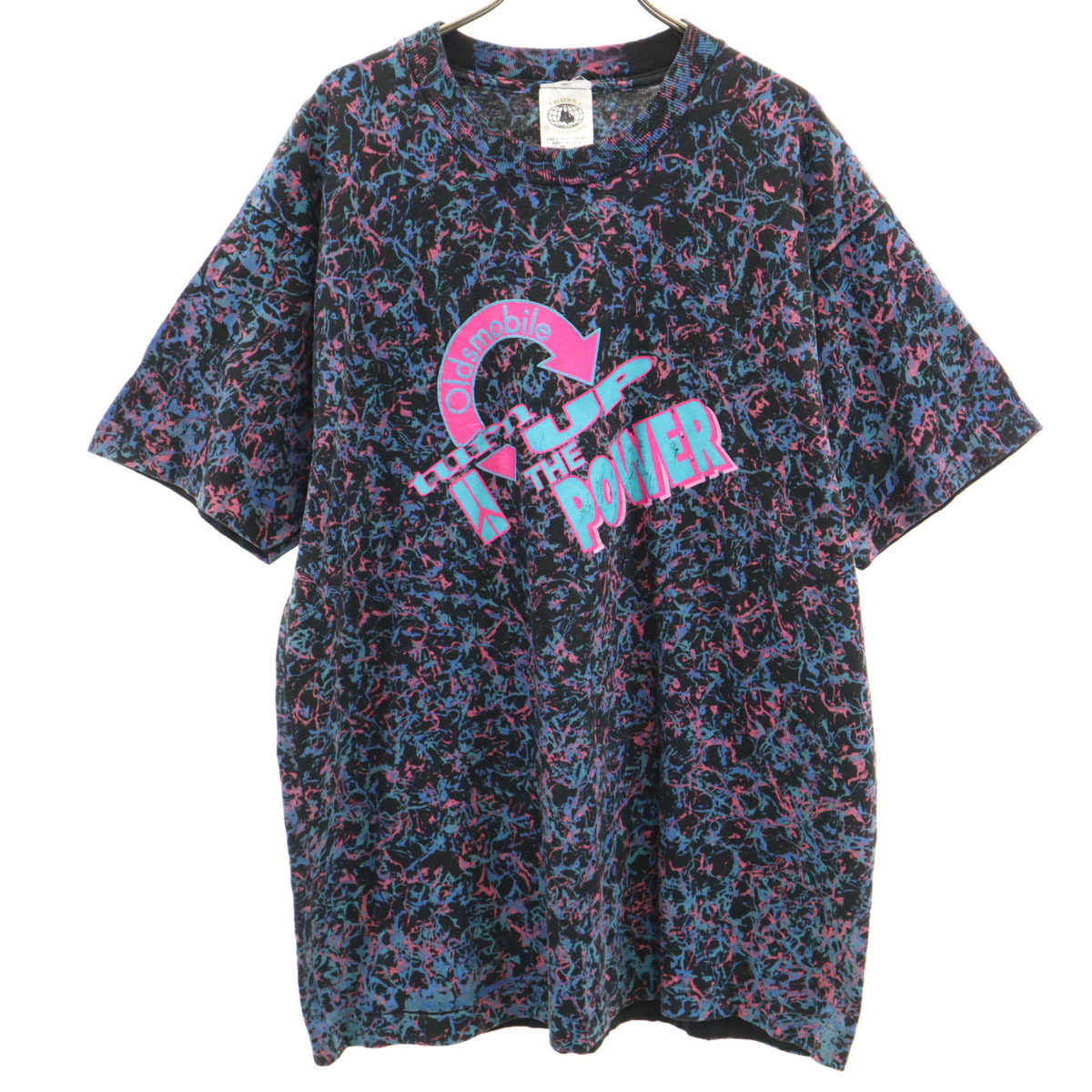 ROSS INTERNATIONAL 90s USA製 オールド 総柄 半袖 Tシャツ ONE SIZE ブラック シングルステッチ メンズ拍卖