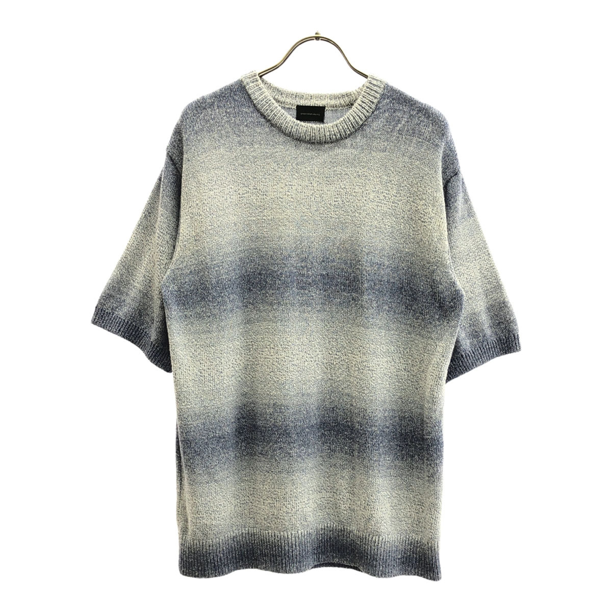 green label relaxing グリーンレーベルリラクシング 半袖 コットン ニット S ブルー×ホワイト ユナイテッドアローズ メンズ拍卖