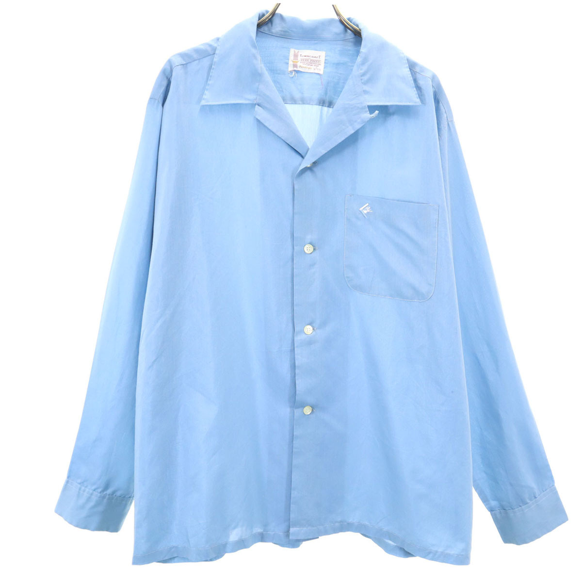 PENNEYS ペニーズ 60s タウンクラフト ヴィンテージ 長袖 オープンカラーシャツ L ネイビー系 TOWNCRAFT メンズ拍卖