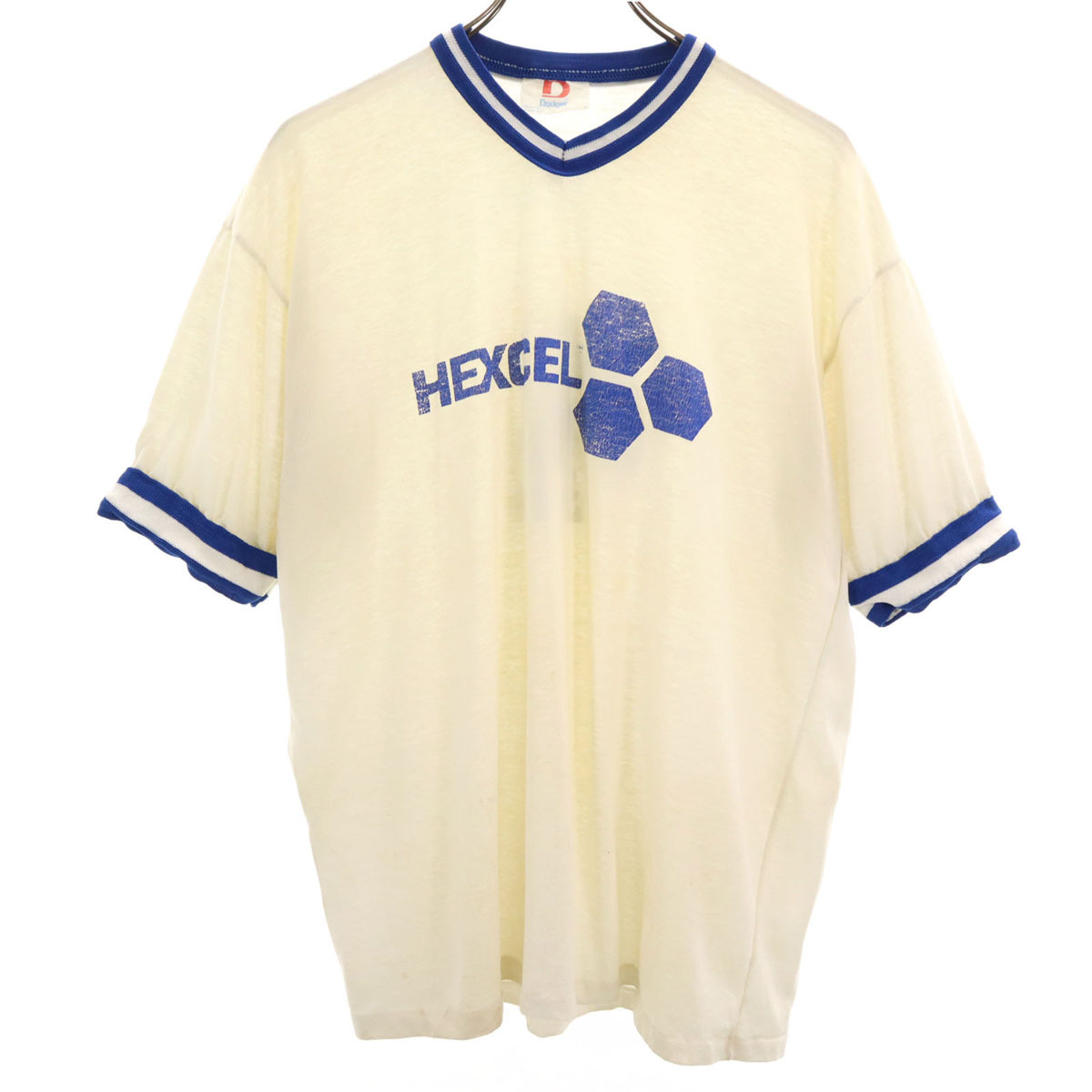 Dodger 90s USA製 Vネック オールド 半袖 Tシャツ L ホワイト系 メンズ拍卖