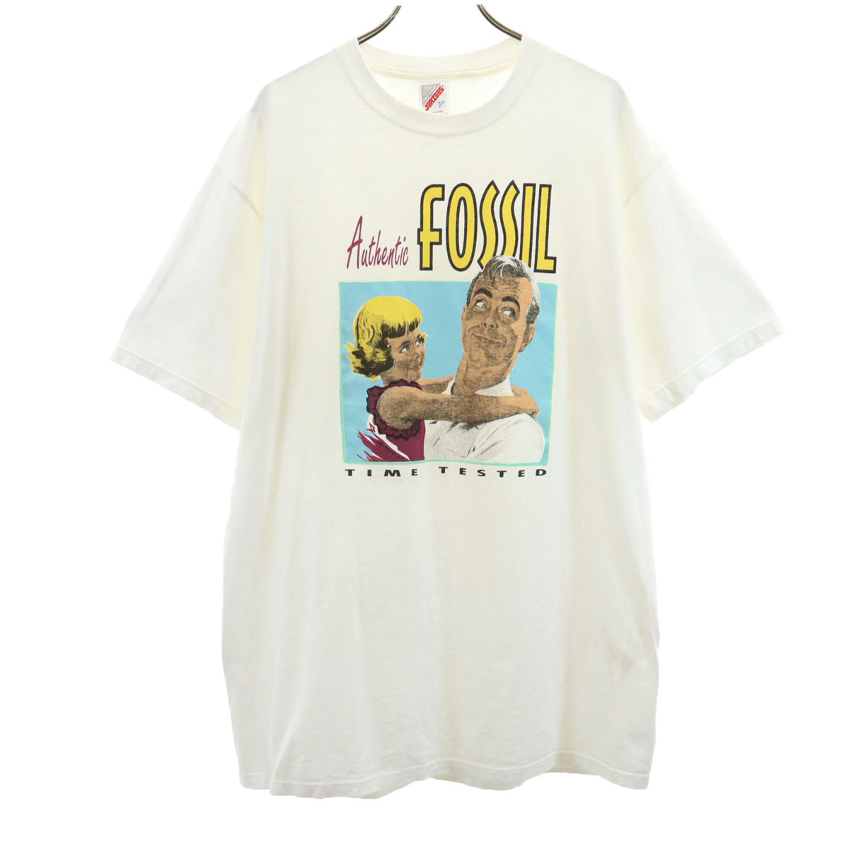 JERZEES ジャージーズ 90s USA製 オールド FOSSIL 半袖 Tシャツ L ホワイト メンズ拍卖