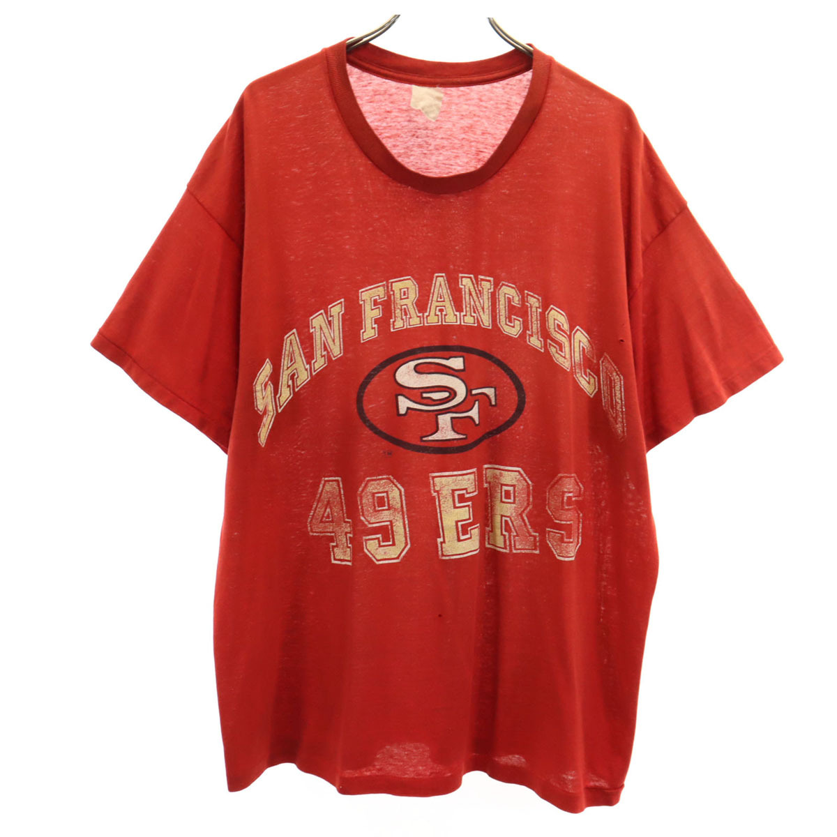 VINTAGE ヴィンテージ 80s 90s NFL サンフランシスコ・49ers 半袖 Tシャツ レッドブラウン シングルステッチ メンズ拍卖