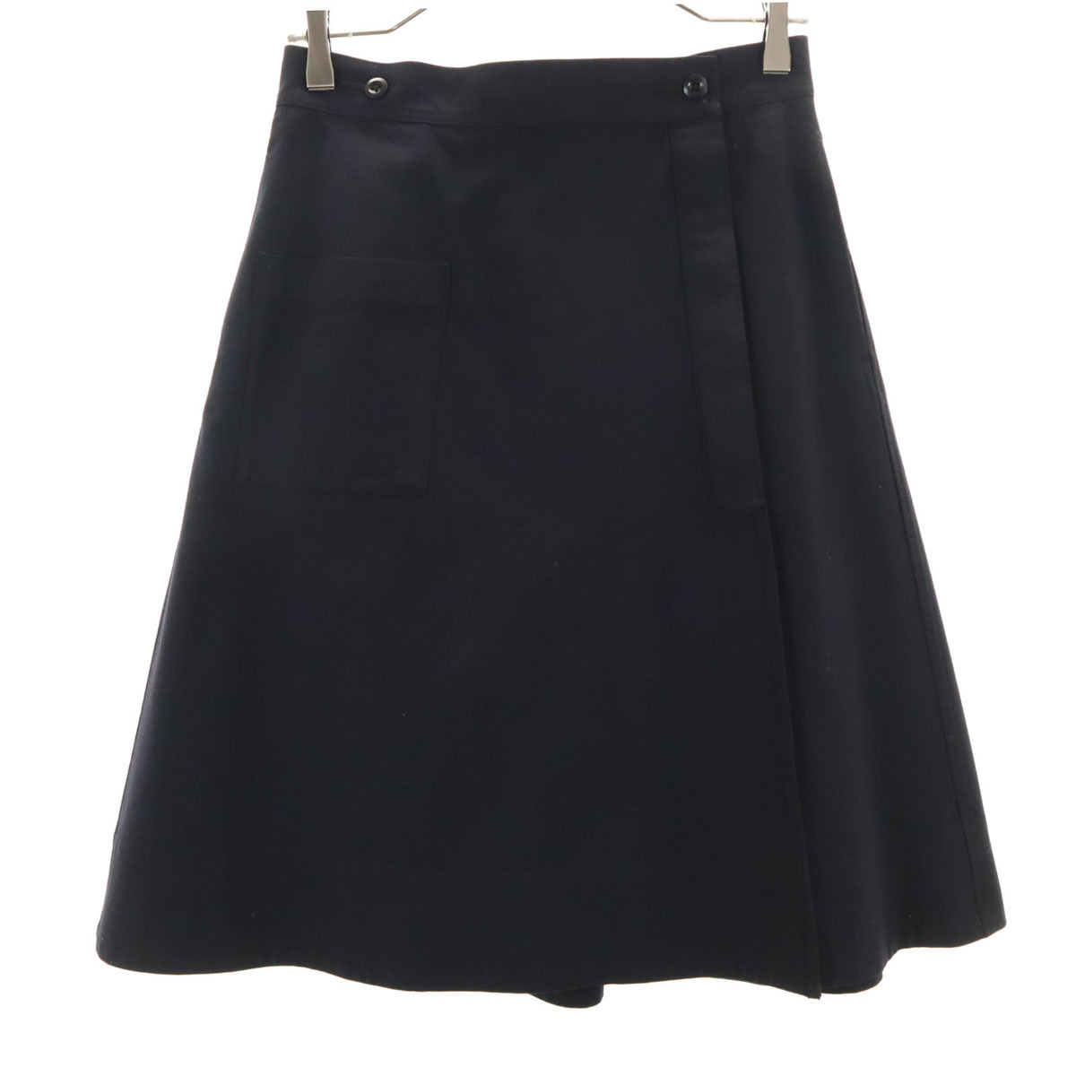 MHL. エムエイチエル 日本製 ミディ丈 ラップスカート 1 濃紺 マーガレットハウエル レディース拍卖