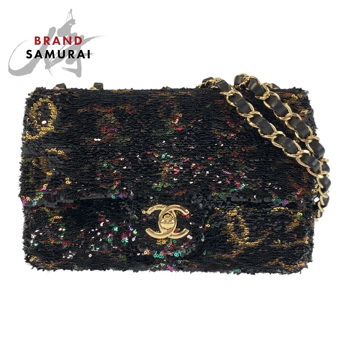 新品未使用 CHANEL シャネル ココマーク ターンロック スパンコール ラムスキン チェーンショルダーバッグ レディース 502653 新品拍卖