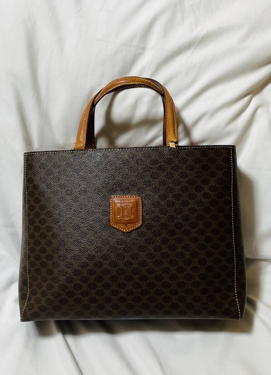 イタリア製 ヴィンテージ セリーヌ CELINE マカダム柄 トリオンフ ハンドバッグ トートバッグ拍卖