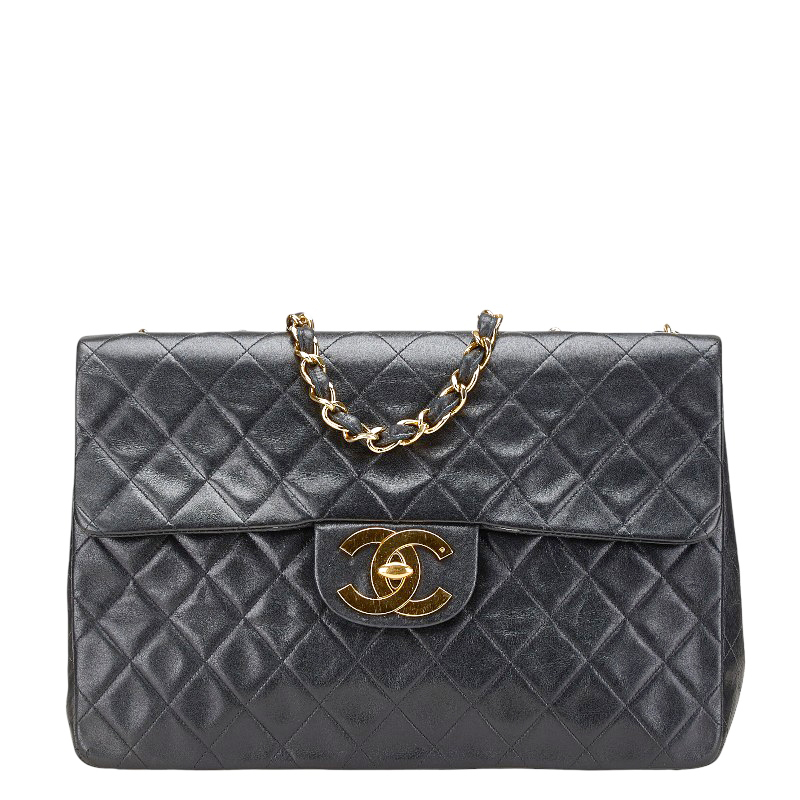 シャネル ココマーク マトラッセ30 シングルフラップ チェーンショルダーバッグ ブラック ゴールド金具 ラムスキン CHANEL 【中古】拍卖