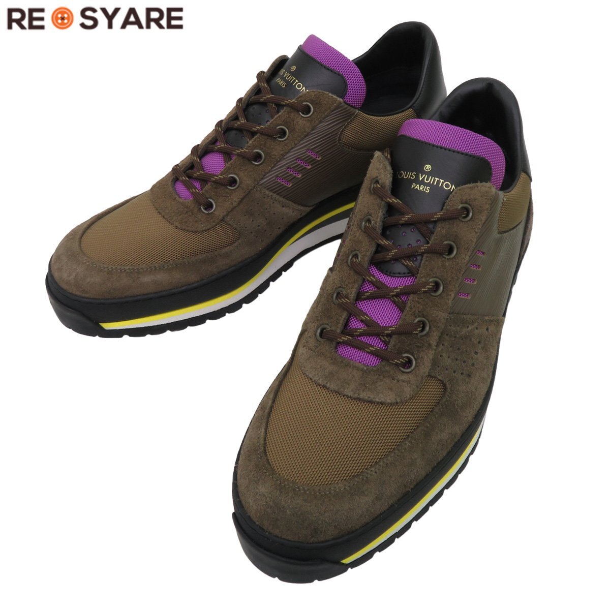 新古品 ルイヴィトン LV ハイキング ライン エピ レザー スエード 異素材MIX レースアップ スニーカー シューズ 46234拍卖
