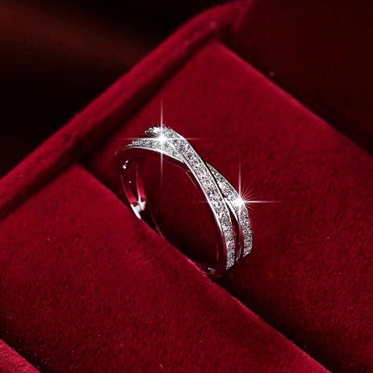 新品 16号 AAA CZ ダイヤモンド クロスリング ホワイトゴールド ダイヤモンドリング ダイヤ 銀 プレゼント シルバー ユニセックス 送料無料拍卖