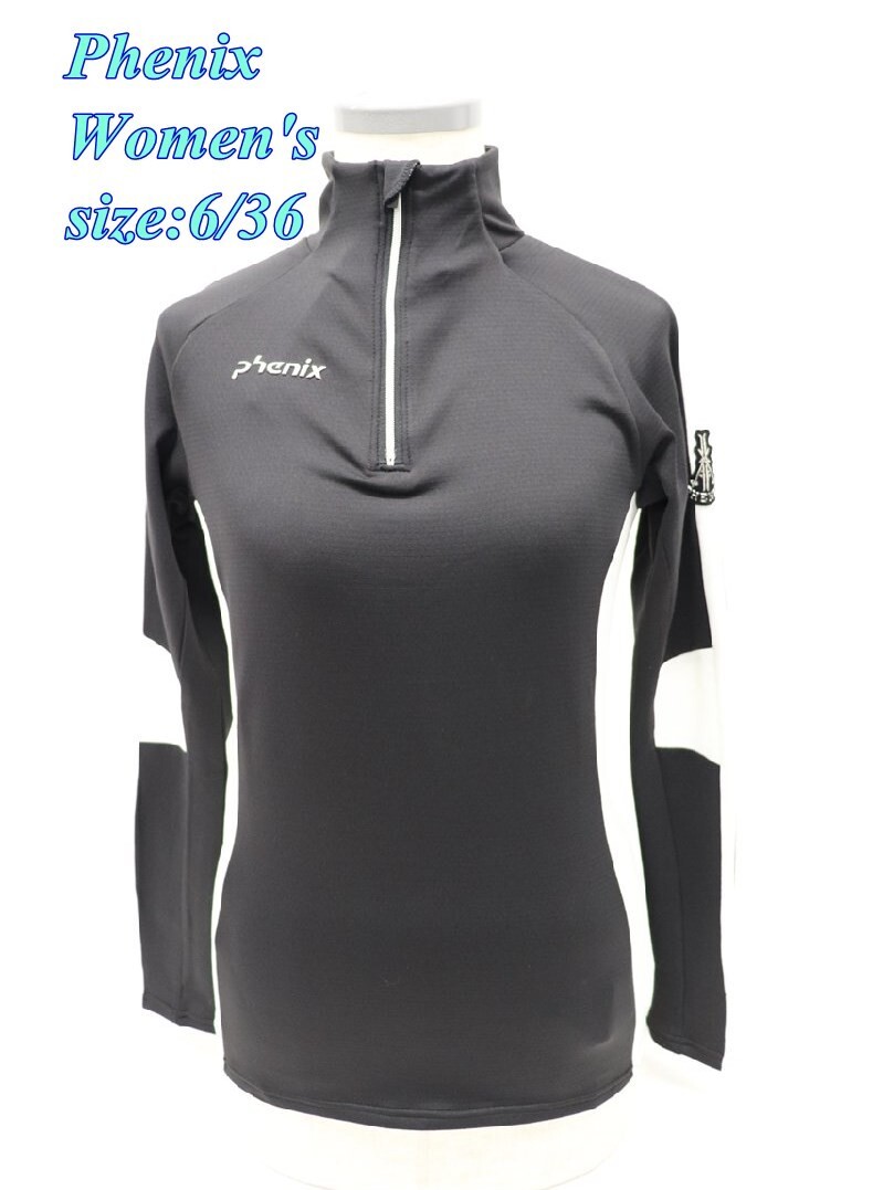 Phenix フェニックス レディース ジップアップシャツ 6/36 ブラック ES782LS52 スポーツ トップス R2505-078拍卖