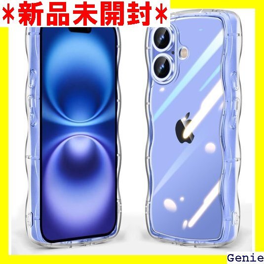 iPhone 16 Plus 用 ケース クリア 波状 ストラップホール付き ストラップ1種付き クリア 透明 38拍卖