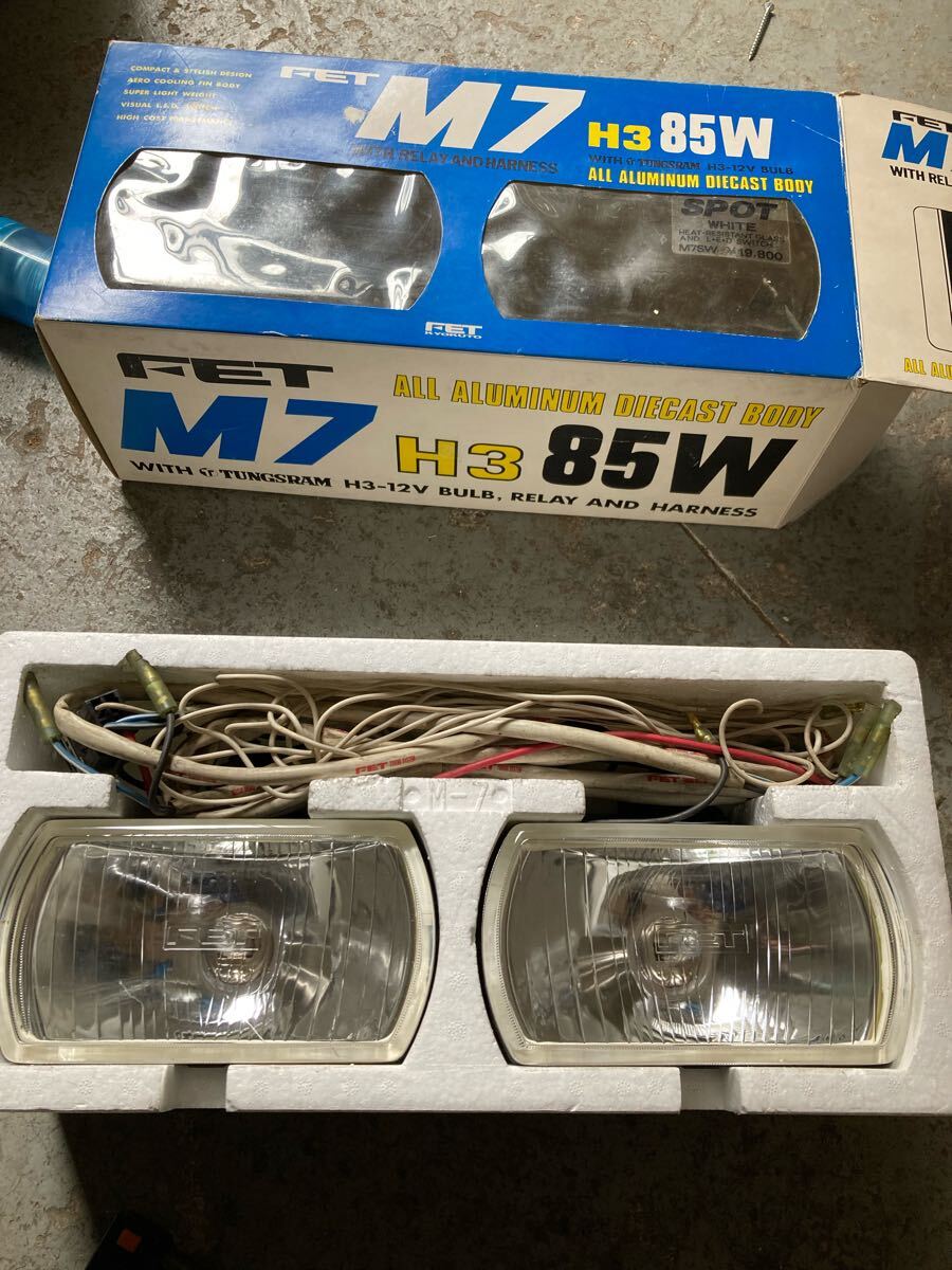 【自動車部品】 希少 当時物 箱付き FET M7 フォグ ランプ スポット 補助灯 角形 ハーネス付 AE86 S13 14 左右セット シルビア レビン拍卖