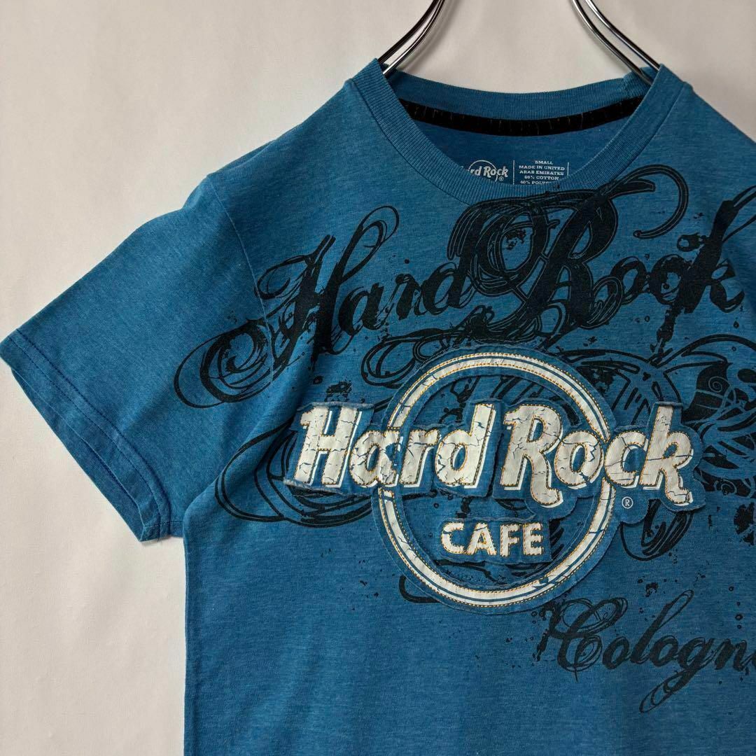 ハードロックカフェ ビッグプリントロゴ Tシャツ ブルー 古着 アメカジ Sサイズ拍卖