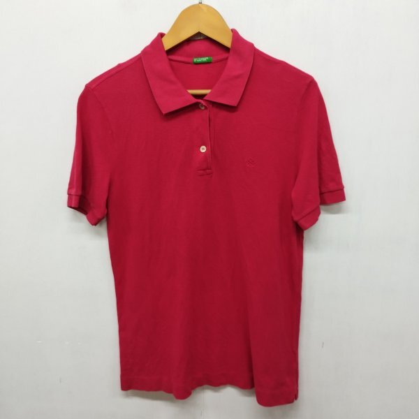 U494 UNITED COLORS OF BENETTON ベネトン 00s 古着 ヴィンテージ 鹿の子 半袖 ポロシャツ ワンポイントロゴ レディース レッド系拍卖