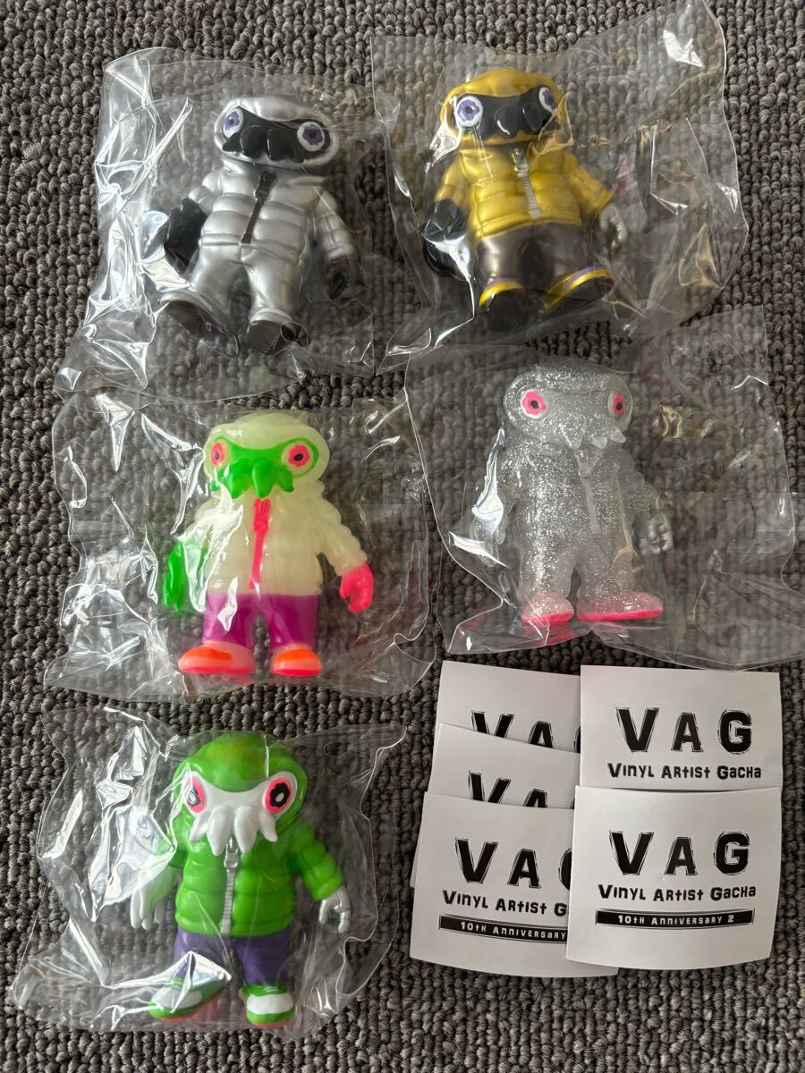 ガチャ VAG VINYL ARTIST GACHA 10th ANNIVERSARY 2 クトゥルフオイド 全 5種セット ソフビ フィギュア メディコムトイ 蓄光 ラメ GYAROMI拍卖