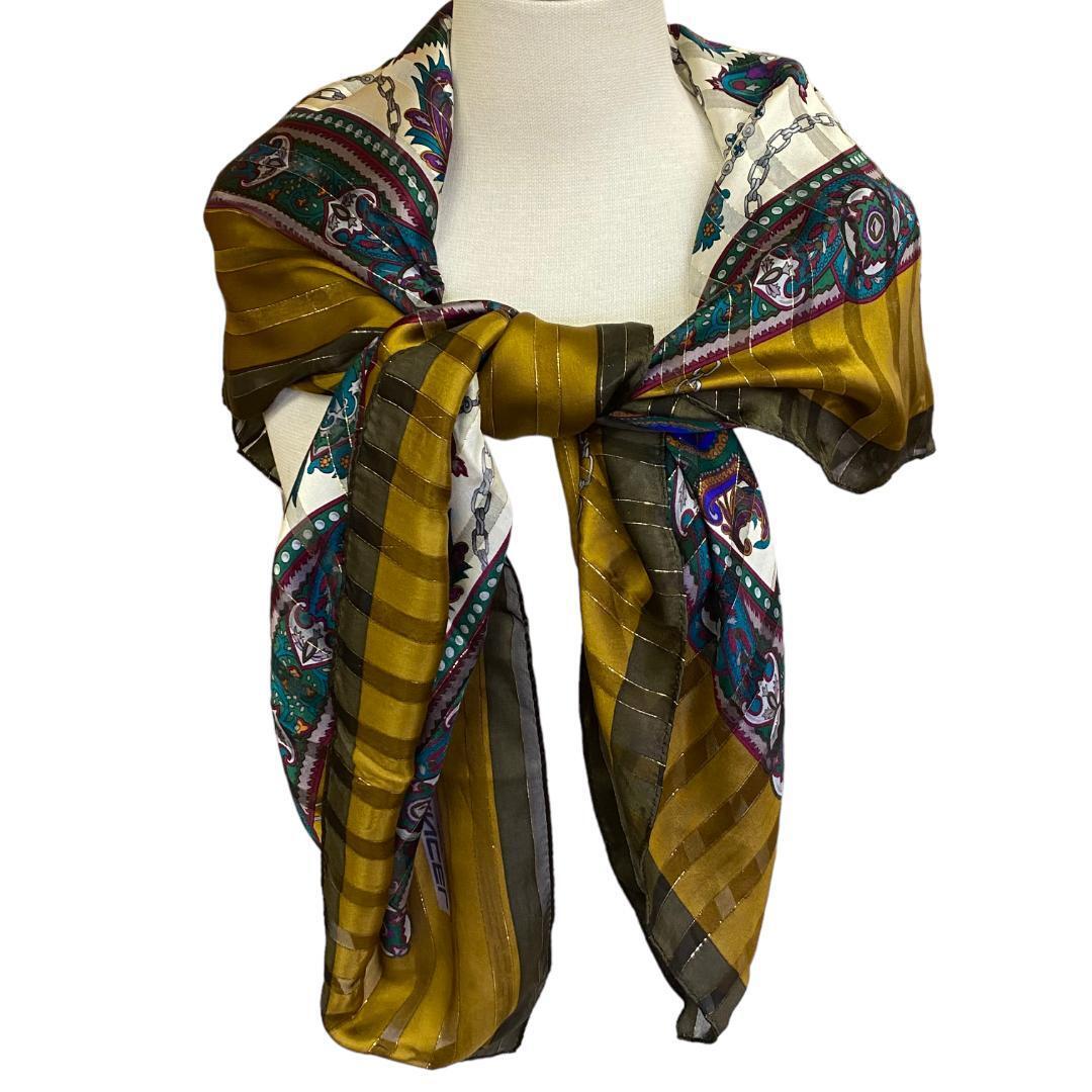 ye72 【未使用】LANCEL Paris ランセル 大判 シルク スカーフ拍卖