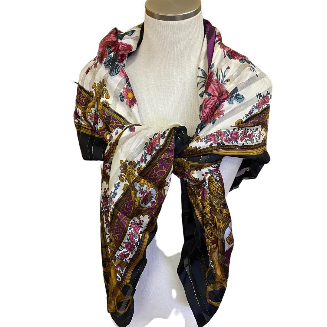 ye75【未使用】LANCEL Paris ランセル 大判 シルク スカーフ拍卖