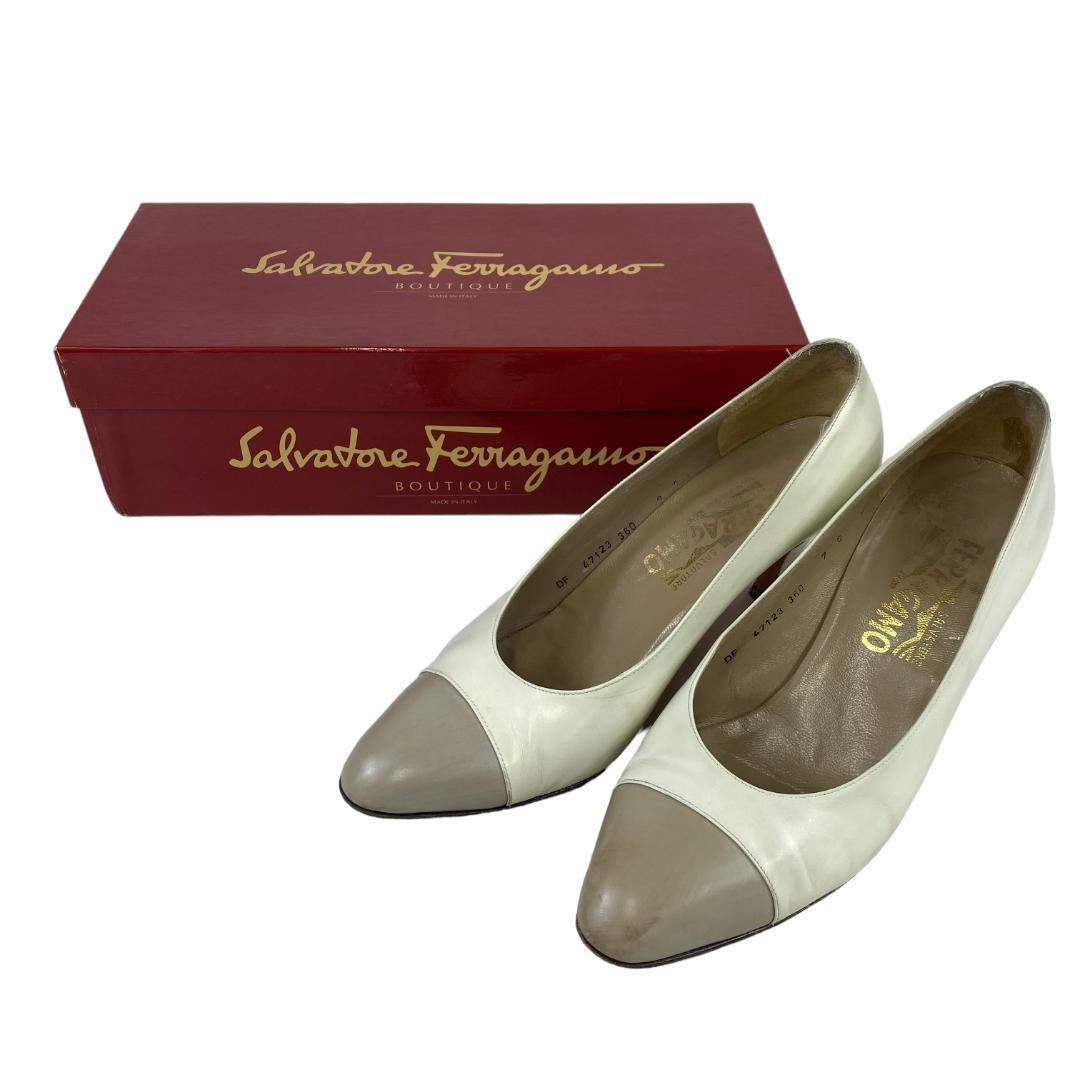yg85 サルバトーレフェラガモ パンプス 24㎝ ヒール7㎝ イタリア製拍卖
