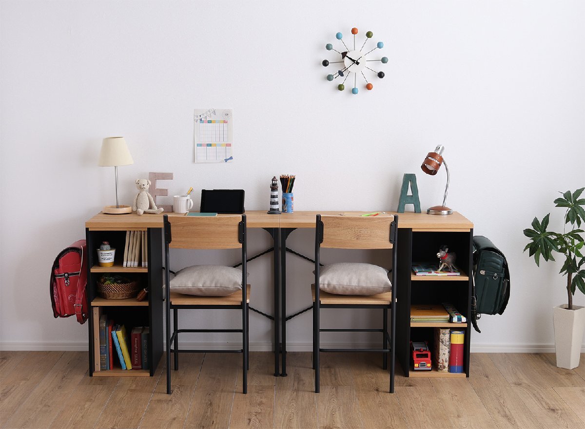 学習机 キッズ デスク 2人でつかえる ツインデスク 180cm オーク色拍卖