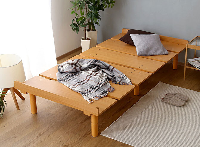 北欧デザインシングルベッド メラミンすのこベッド ナチュラル色拍卖