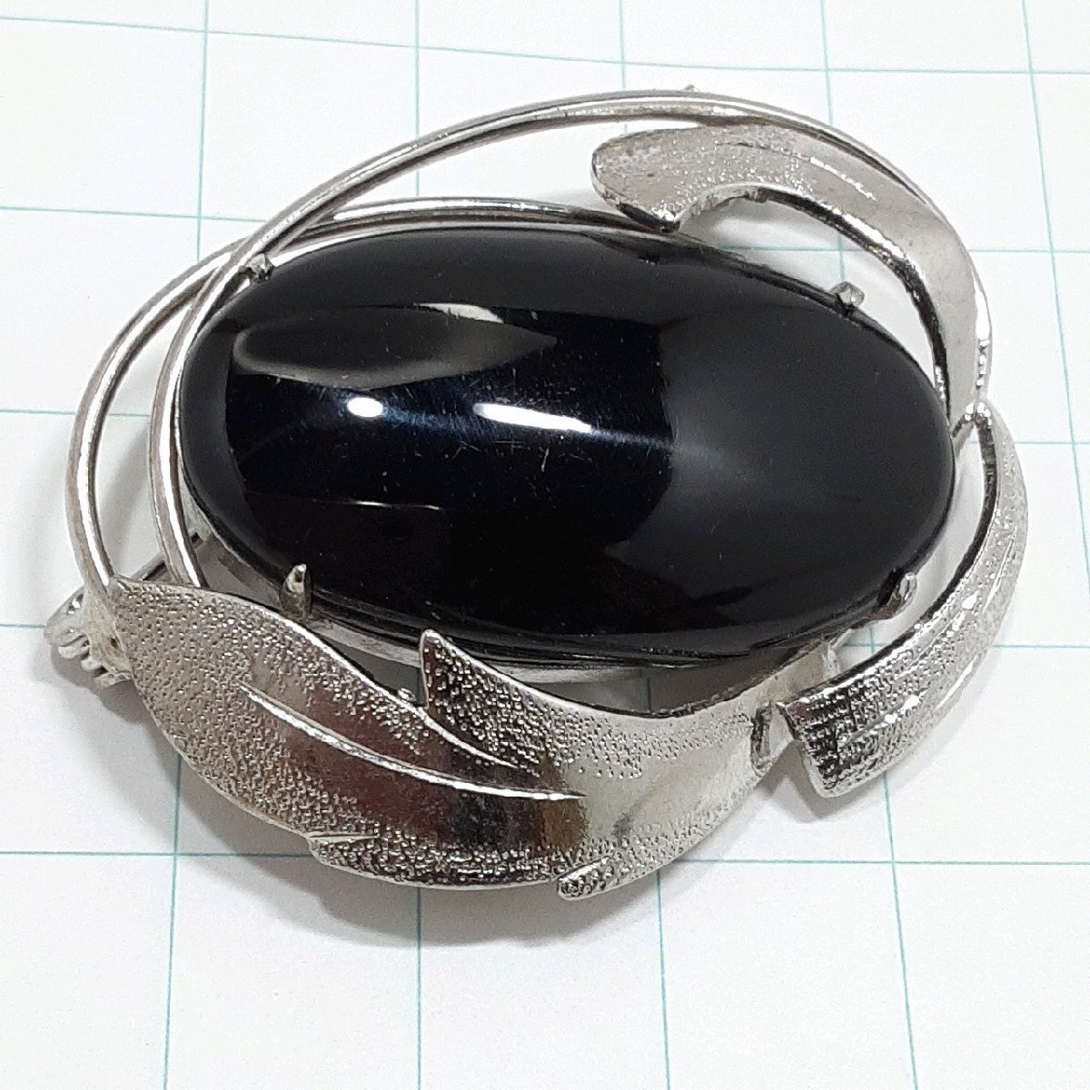 送料無料)ビンテージ☆ブラックストーン☆アンティーク ブローチ A29632拍卖