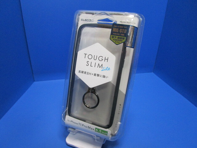 エレコム ELECOM iPhone 11 Pro Max TOUGH SLIM LITE クリアケース フレームカラー フィンガーリング付 ブラック PM-A19DTSLFCRBK拍卖